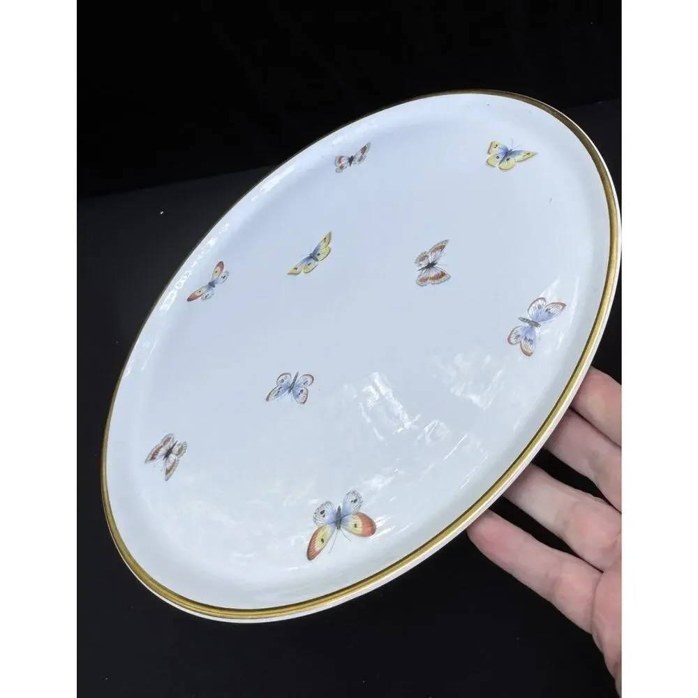 Tharaud Limoges Porcelain White Butterfly Cake Plate Rare! -8/25
